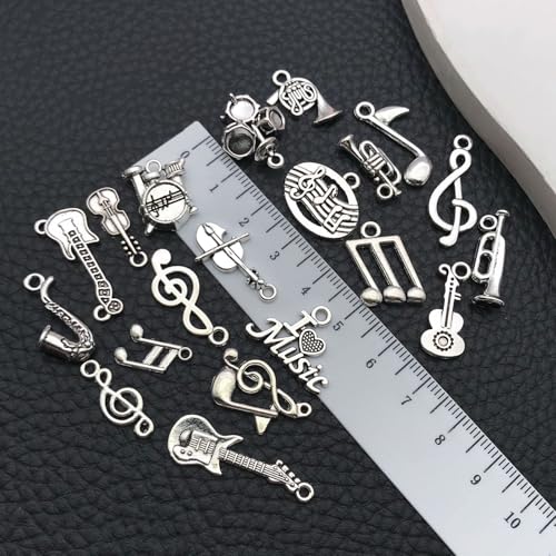 WOCRAFT 60pcs Antique Silver Music Bracelet Charms for Jewelry Making Sets DIY Necklace Bracelet Keychain Crafting Charms Kit Craft Supplies (SN893) - color: Antique Silver, size: Music Charms