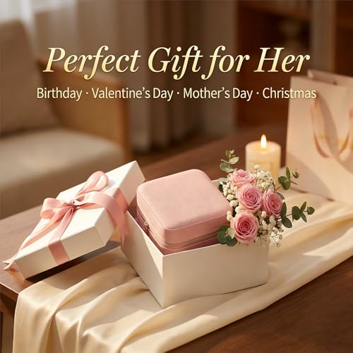Jewelry Box for Women Girls, Small Travel Jewelry Organizer, Mini Portable Jewelry Storage Case as Small Gifts for Women, Pink