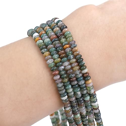 BEADIA Natural Indian Agate Spacer Beads Caps Rondelle Disk Loose Beads for Beading Jewelry Making 4mmx2mm 38cm - color: Indian Agate, size: Rondelle Disk 4mm x 2mm