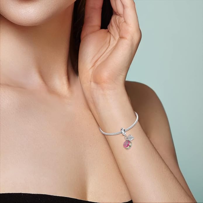Parmuz 925 Sterling Silver Charm for Bracelet Necklace Dangle Love Mom Ocean travel Butterfly Party Charm Beads Pendants DIY Jewelry for Women