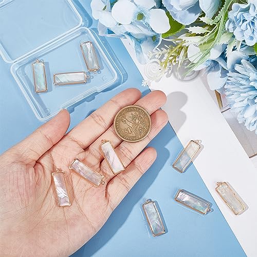 BENECREAT Abalone Shell Charms, Paua Shell Pendant Shell Charms for Jewelry Making - color: Rectangle Shell