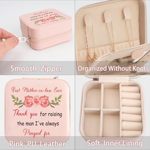 Mother in Law Gifts from Daughter-in-Law Christmas Valentines Mothers Day Birthday Gifts for Mothers in Law Future Mother-in-Law Wedding Gift Pink Portable Travel Jewelry Box Jewelry Case - color: mother in law