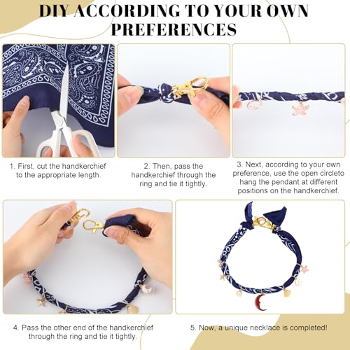 Misdary 276 Pcs DIY Bandana Necklace Scarf with Charm Choker with Pearl Western Cowgirl Boho Gold Charms Resin Charms Sea Shell Charm Adjustable Jewelry Scarf Necklaces Bandanas for Women Men