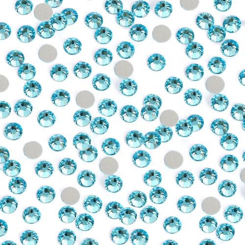 1440pcs SS16 4.0mm Aquamarine Flatback Rhinestones bulk K9 Glass Water Blue Crystals Nail Art Gems Round Stones Diamonds Lake Blue Nail Charms Jewels for Nails Eyes Face Makeup Crafts DIY Tumblers etc - color: Aquamarine, size: Ss16