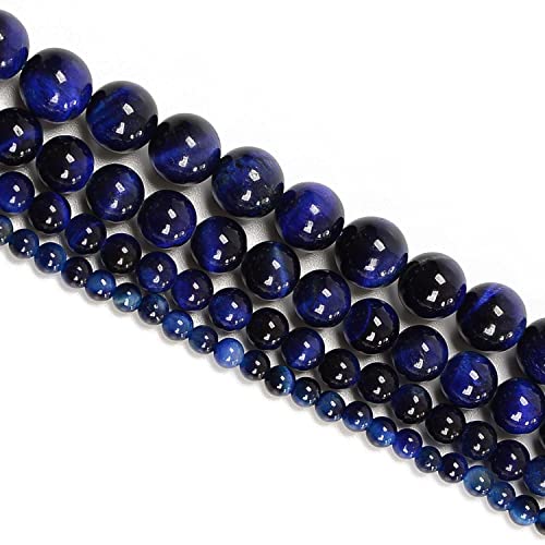 NCB 100pcs Original Natural Stone Beads Gemstone Round Loose Beads 6mm 8mm 10mm (Sapphire Tiger's Eye, 6mm 100Beads) - color: Sapphire Tiger's Eye, size: 6mm 100beads
