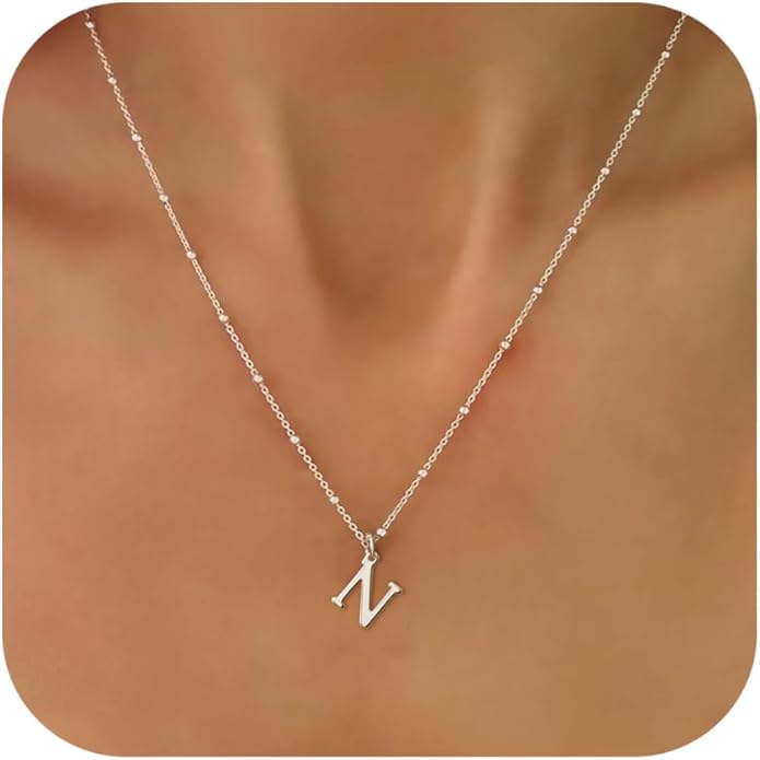 Valentines Gifts for Her Women - Initial Necklaces for Women Dainty 14k Gold Plated A-Z Letter Pendant Name Necklaces Cute Charm Choker Fashion Accessories Non Tarnish Trendy Jewelry Gift