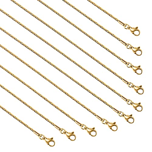UMAOKANG Gold Plated Stainless Steel Chains for Jewelry Making, Thin Cable Snake Jewelry Chain Bulk Men and Women Necklace Choker Chains (10 Pack, 18 Inch) - color: Gold, size: 18 Inch