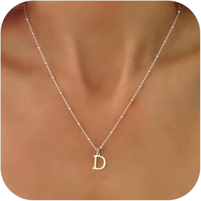 Valentines Gifts for Her Women - Initial Necklaces for Women Dainty 14k Gold Plated A-Z Letter Pendant Name Necklaces Cute Charm Choker Fashion Accessories Non Tarnish Trendy Jewelry Gift