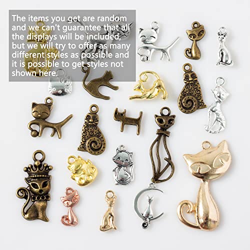 stino 100g Metal Pendant Charms for Jewelry Making, Bulk Silver & Gold Plated Charms for Braclet Necklace Crafts, Animal Plant Flower Pet and so on - color: Cat Bronze Glod