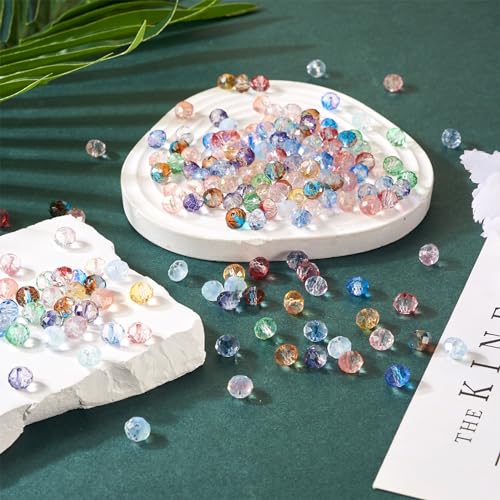 Beadthoven 220Pcs 8mm Rondelle Glass Beads Faceted Rondelle Crystal Beads with Gold Foil Glittery Bling Gem Beads Faceted Briolette Shape Spacers for Bracelet Necklace Jewelry Craft Making Supplies - color: Rondelle Gold Foil, size: 8mm