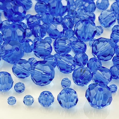 480pcs Crystal Glass Beads 3mm 4mm 6mm 8mm 10mm Round Faceted Glass Spacer Beads for Bracelets Necklace Earring DIY Jewelry Making Craft(Light Blue) - color: Light Blue