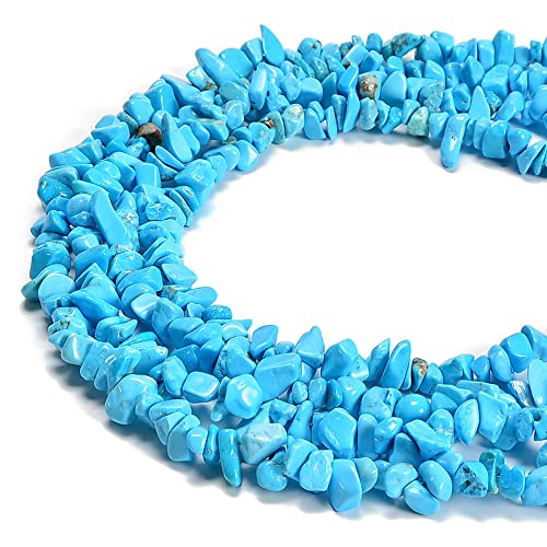 7-8mm Natural Blue Turquoise Gemstone Chips Loose Beads Semi Precious for Jewelry Making DIY Handmade Craft Supplies 1 Strand per Bag Approxi 34" - color: Blue Turquoise