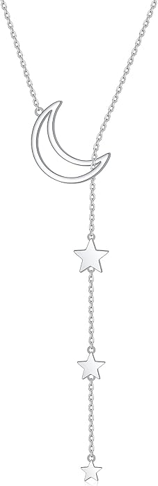 Long Necklace Sterling Silver Larait Bar Y Lariat Long Chain Drop Adjustable Necklace Gift for Her, 30"