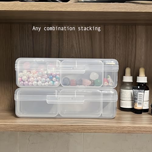 Clear Plastic Organizer Box 18 Pack-Multi Sized Containers with Lids for Beads,Crafts,Small Items,Stackable,Clear Storage Solution Home and Office Organization,Craft Supply,Bead Storage - size: 18 Pieces Mixed Set