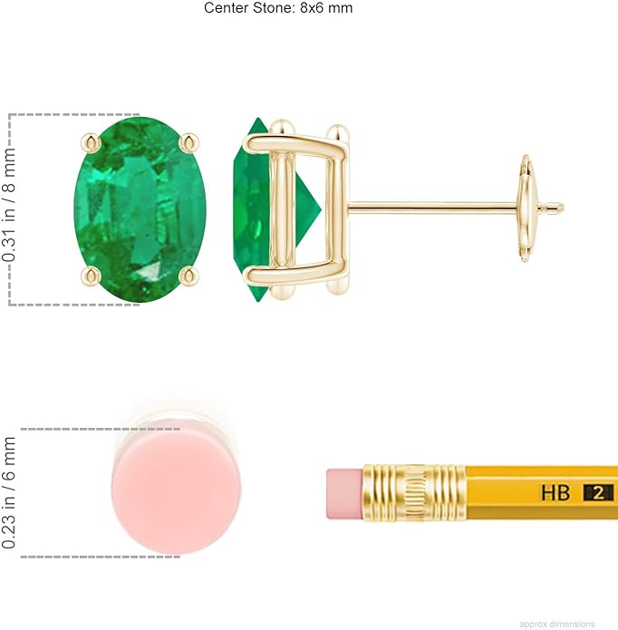 ANGARA Natural Emerald Earrings for Women | Oval Shape Emerald Classic Earrings in 14K Solid Gold/Platinum | May Birthday, Anniversary, Gemstone Jewellery Gift