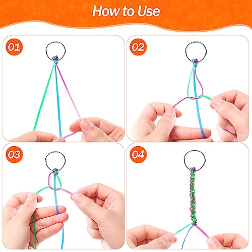 Cridoz 6 Pack Lanyard String Kit, Plastic Lacing Cord Gimp String Lanyard Weaving Kit for Boondoggle, Bracelets, Keychains, Crafts (Glitter) - style: Glitter
