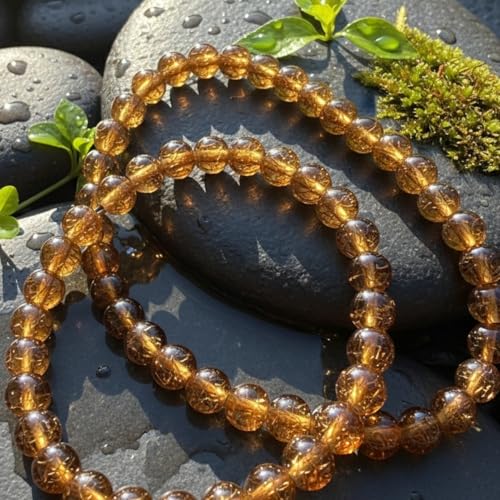 DandS ltd Crackle Lampwork Glass Beads for Jewelry Making, Brown, Vibrant DIY Bracelets, Necklaces, Earrings, Beading Supplies & Craft Kits for Handmade Jewelry, 80pcs 0.39 inch (10mm), #J226-10 - color: Brown