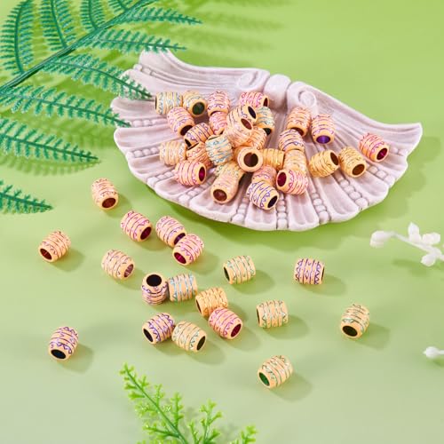 Cheriswelry 50Pcs Acrylic Barrel Beads Large Hole European Beads Aesthetic Bead Spacers 10.5x9.5mm for Necklace Bracelet Keychain Jewelry Making Dreadlock Hair Accessories Hole:6mm - color: Barrel-Mixed Color