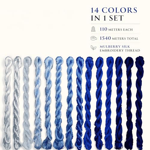 Natural 100% Silk Thread, Handmade Embroidery Thread Silk Floss 14 Colors 110m Each (70) - color: 70