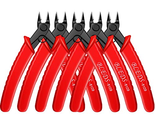 Wire Cutters, 5 Pack BS-8109 Flush Cutters Micro Shear Wire Cutters Precision Side Cutters Tools for Electronics Aluminum Jewelry 3D Printer 5 Inch, Red - color: 5 Pack -5"