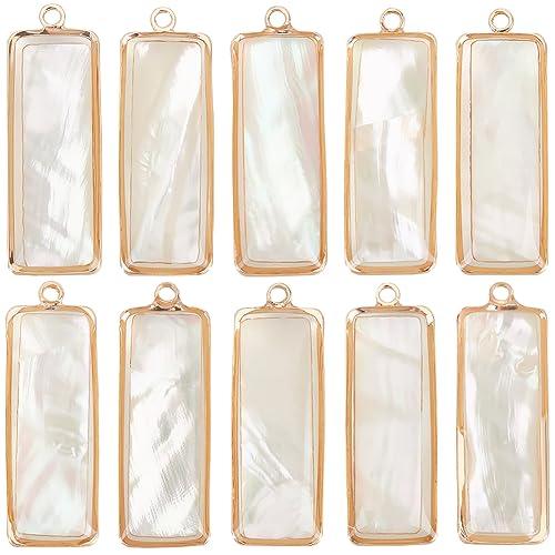 BENECREAT Abalone Shell Charms, Paua Shell Pendant Shell Charms for Jewelry Making - color: Rectangle Shell