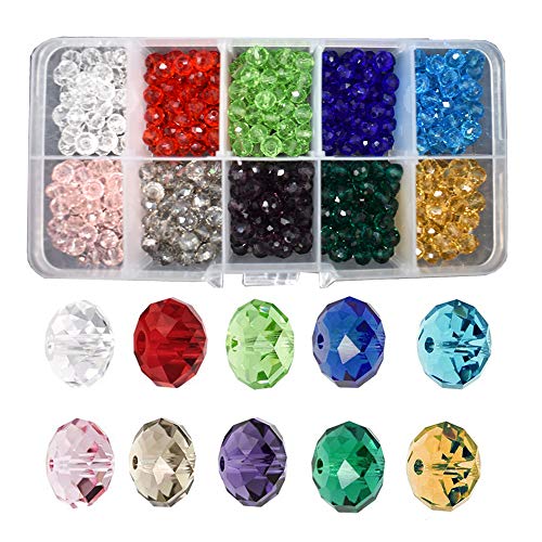 Wholesale Briolette Crystal Glass 500pcs 6mm Beads Finding Spacer Beads Faceted with Container Box Beads for Making Jewelry 10 Colors (6mm) - size: 6mm