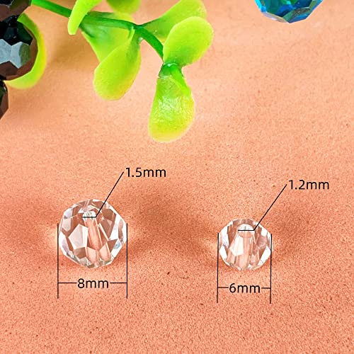 Jmassyang 100 Pieces 8mm Faceted Round Crystal Glass Beads Spacer Beads for Jewelry Making, Bracelets Necklaces Earrings Wind Chimes Suncatchers(Crystal Clear) - color: Crystal Clear, size: 8mm