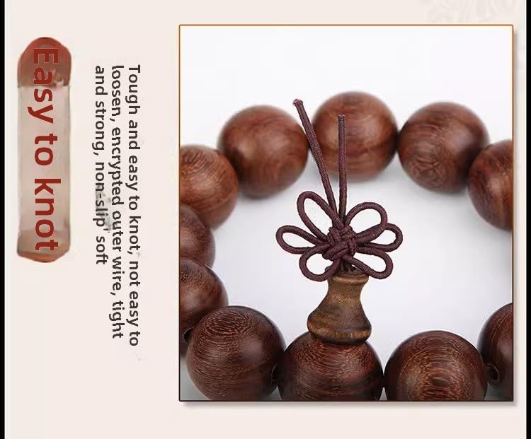 Premium Stretch Beading Cord Elastic Jewelry String for Buddhist Bracelets, Mala Beads, Handmade Crafting - Durable Wear-Resistant Buddhist Prayer Rope with Hook Needle Tools (Brown)