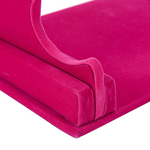ChezMax Triple Tier Jewery Display Removable Bracelet Holder Jewelry Stand Necklace Stand Jewelry Towers and Watch Holder for Home Organization - color: B- Rose Red Velvet