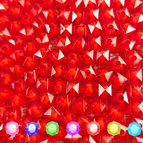 Cube 400pcs Faceted Square Transparent 8mm Crystal Spacer Beads, Round Inside for Jewelry Making (Red) - color: Rainbow,Red,White