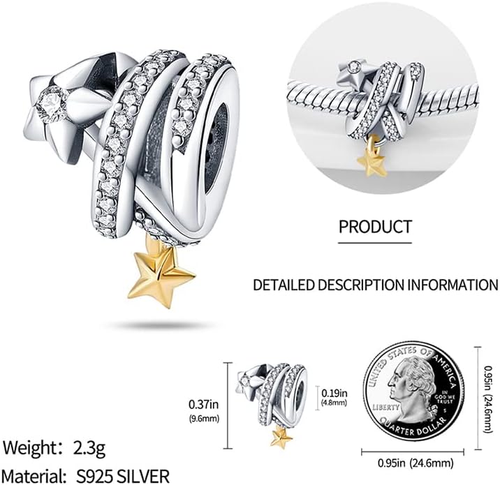 LIGHTDOG 925 Sterling Silver Charm fits Pandora Charm Bracelet Necklaces Pendant Bead Charms Jewelry Gift for Women Family Friends