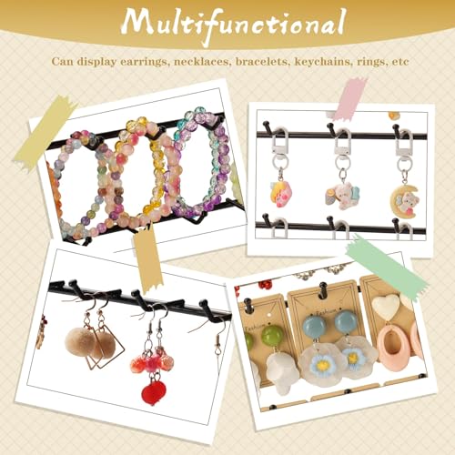 Earring Stand Display for Selling, Wood Earring Rack Tower Display Holder Stand with Card (4 Tier,20 Hooks, Black) - color: Black