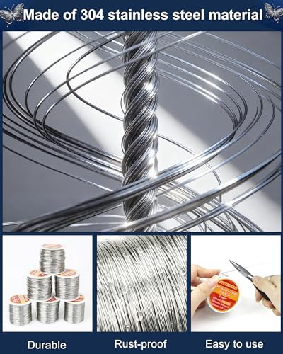 FIVEIZERO 20 Gauge 304 Stainless Steel Wire for Jewelry Making,43yd Stainless Steel Jewelry Wires Thin Metal Craft Wire for Necklace,Bracelet,Earring,Bead Stringing,DIY,Floral and Home Crafts - size: 20 Gauge