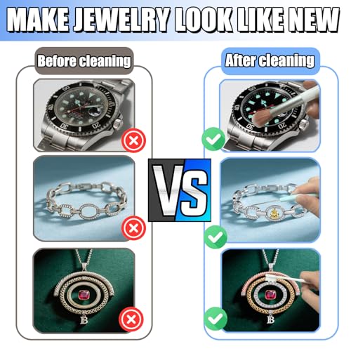 Jewelry Cleaning Kit, Jewelry Cleaner Brush, Horse Hair Brushes, Big&Small Crevice Brush, Cleaning Polishing Cloth（22 Pcs）