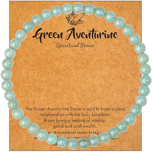 MAIBAOTA Healing Crystal Bracelet for Women Men, 8/4 mm Natural Stone Beaded Bracelets, Jewelry Birthday Gifts, Round Gemstones Stretch Bracelets - color: Green-Aventurine, size: 4 mm