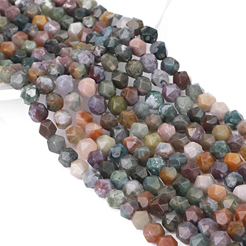 BEADIA Faceted Natural Indian Agate Stone Round Beads 8mm 36cm/Strand for Jewelry Making - color: Indian Agate, size: 8mm