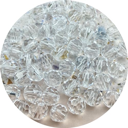 Crystal Glass Beads 50 Pieces 10mm Round Faceted Glass Spacer Beads for Jewelry Making Bracelet Earring Necklace DIY Craft Supplies(Crystal Clear) - color: Crystal Clear, size: 10mm