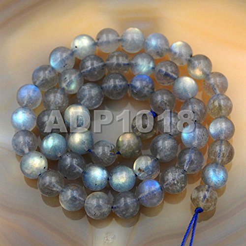 AD Beads Natural Gemstones 8mm Round Loose Beads 15'' ~ 16'' Pick Stone (Smooth Labradorite) - color: Smooth Labradorite