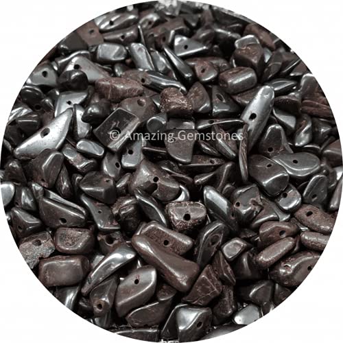 Hematite Pre Drilled Crystal Crushed Chips Beads for Bracelets Making, DIY Handmade Natural Healing Crystals (25 Inch Strand) - color: Hematite
