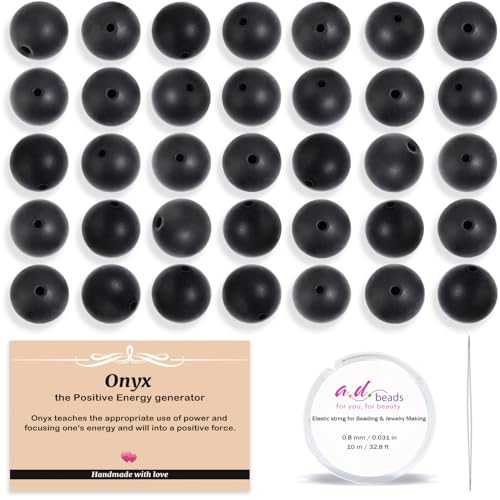 AD Beads 8mm Natural Round Loose Beads 110 Pieces, for Making 108 Mala Prayer Beads Necklace, Bracelet & Yoga Meditation, Jewelry Design (Matte Black Onyx) - color: Matte Black Onyx, size: 8mm-110pcs