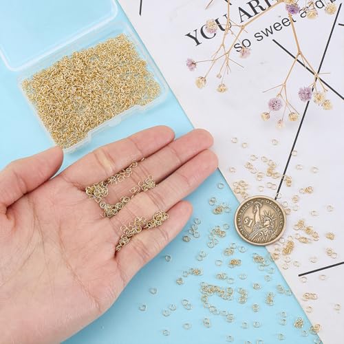 2000Pcs Gold Open Jump Rings, 3mm 18K Gold Plated Jump Rings Stainless Steel Bulk Small Connecting Jewelry Connectors for Jewelry Making Supplies Bracelet Earrings Repair - color: Gold