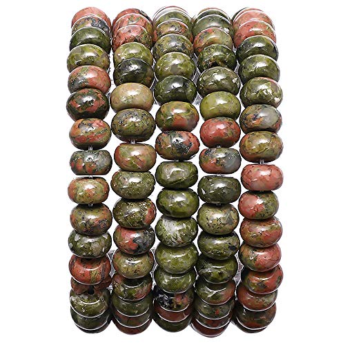 BEADIA Natural Unakite Stone Rondelle 5x8mm Loose Semi Gemstone Beads for Jewelry Making 38cm - color: Unakite Rondelle, size: 5x8mm
