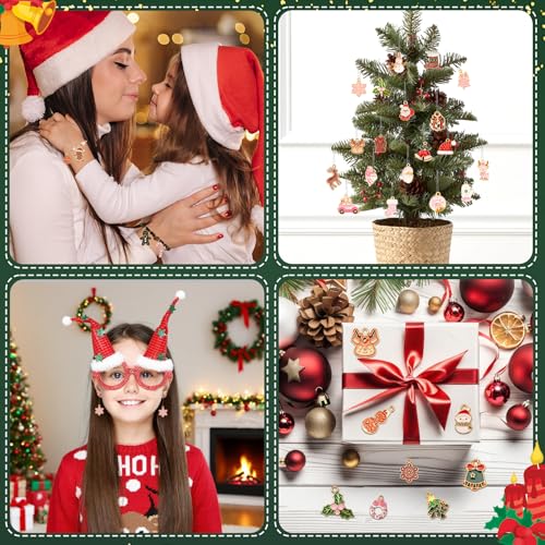 SANNIX 110Pcs/55 Pairs Christmas Charms, Holiday Enamel Charms Red Green Pink Gingerbread Xmas Pendants for DIY Bracelet Necklaces Earrings Craft Supplies - style: Assorted Christmas Charms