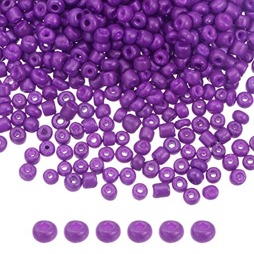 HARFINGTON 2000Pcs Small Glass Beads 6/0 4mm Loose Tiny Round Small Beads for Bracelet Earring Rings Jewelry Making, Purple - color: Purple