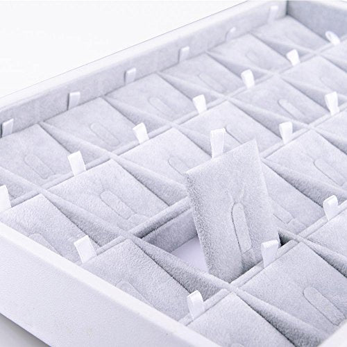 Oirlv 28 Region Ring Display Tray Stackable Jewelry Organizer Trays Leather Rings Storage Case - size: 28 Grid Ring Insert Cards Tray