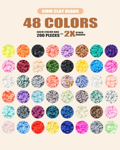 BestNow Clay Beads 3 Boxes Bracelet Making Kit Heishi Beads for Jewelry Making Round Letter Beads with Charm Elastic Strings Friendship Bracelets Holiday Arts and Crafts Gifts for Girls Adults