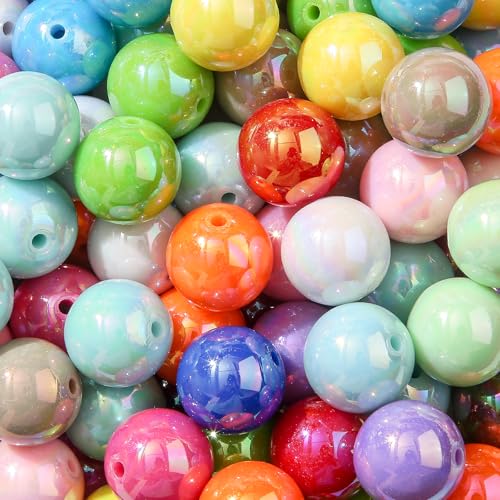 20mm Ab Color Acrylic Beads 180pcs Chunk Bubblegum Bead Pen Ball Beads for Pen Bag Jewelry Making Necklace Bracelets (abmixcolor) - color: mix color