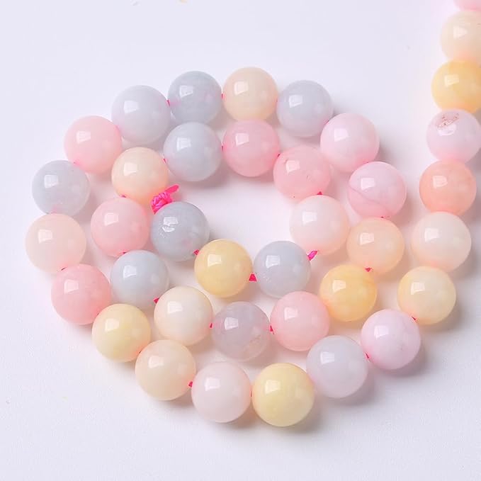 36pcs 10mm Natural Stone Morganite Beads Round Loose Beads for Jewelry Making DIY Bracelets Necklaces Crystal Energy Healing Stone Beads 15" (10mm, Morganite)