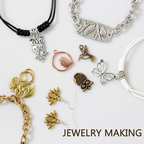 stino 100g Metal Pendant Charms for Jewelry Making, Bulk Silver & Gold Plated Charms for Braclet Necklace Crafts, Animal Plant Flower Pet and so on - color: Insects and Birds Mixed Color