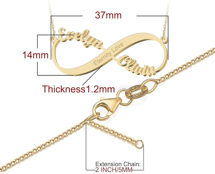 Personalized Gold Infinity Name Necklace with Heart Beautiful Arrow Anchor Compass Mountain Constellation Forever Love Pendant Jewelry Best Birthday Gift Ideas for Women Girls Mother Daughter Friendship